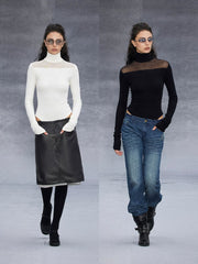 Xmsli | High Collar Mesh Knitted Jumpsuit for Women - Sleek and Comfortable Fit
