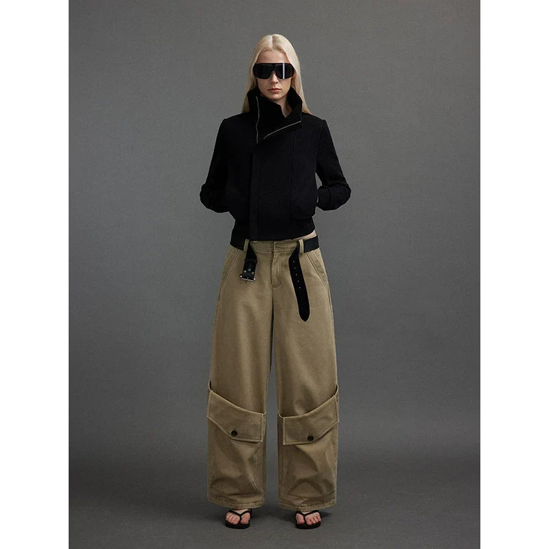 Xmsli | High Stand Collar Zipper Slim Sweatshirt Jacket for Women