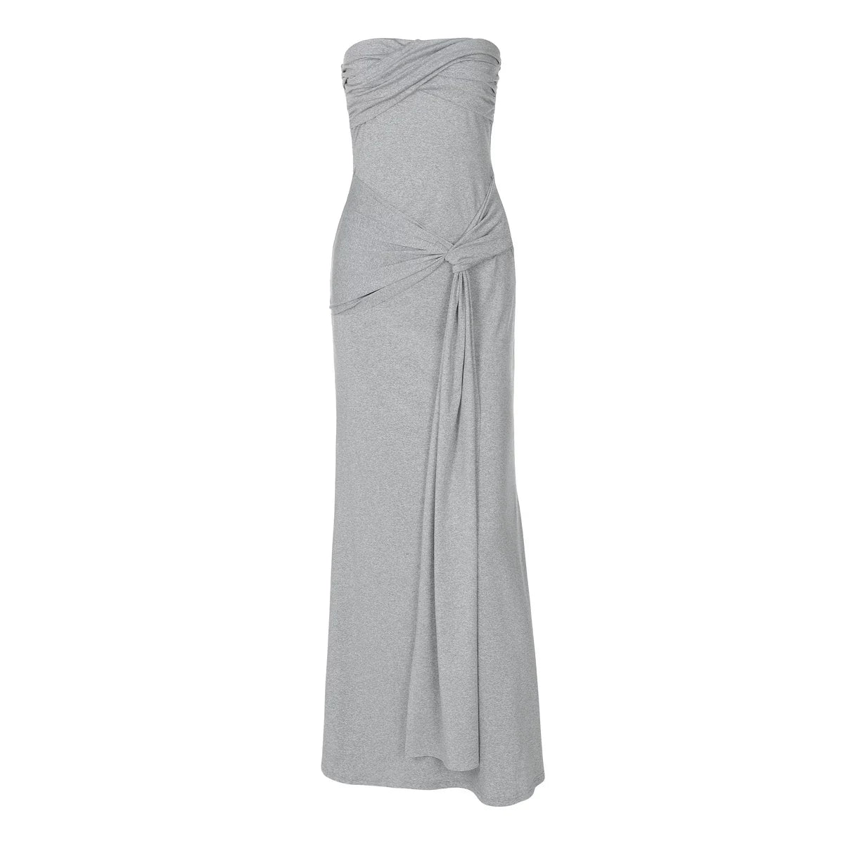 Xmsli | Sexy One-Line Collar Tube Top Dress for Women - Solid Color, Slim Fit, Strap Waist Long Skirt