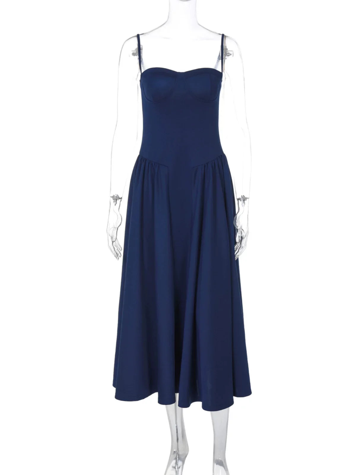 Xmsli | French Style Backless Zip-Up Tube Top Dress for Women, Slim Fit Waist-Hugging Maxi Wear