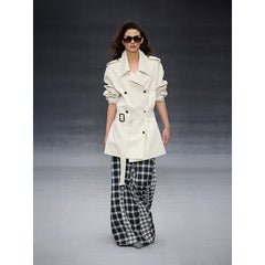 Xmsli | Retro Plaid Irregular Umbrella Skirt for Women, Vintage Style Fashionable Pleated Skirt