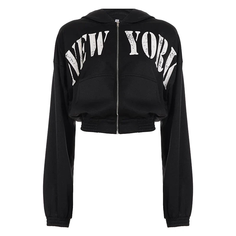 Xmsli | Letter Printed Hooded Sweatshirt & Loose Sweatpants Set for Women, Casual Hip-Hop Sports Suit