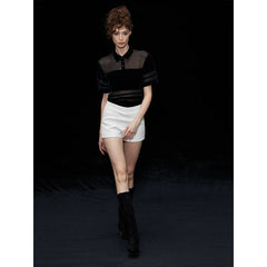 Xmsli | High-Waisted Waistless Suit Shorts for Women, Retro Style Casual Tailored Shorts