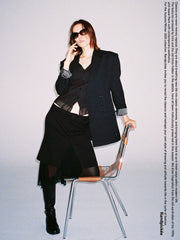 Xmsli | Silk Spliced Fishtail Skirt with Irregular Hem for Women, Retro Style Flowing Elegance