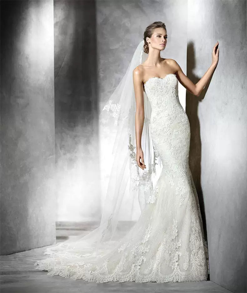 Xmsli | Tube Top Fishtail Wedding Dress, Slimming Tail French Fashion Bridal Gown for Weddings, Douyin Style