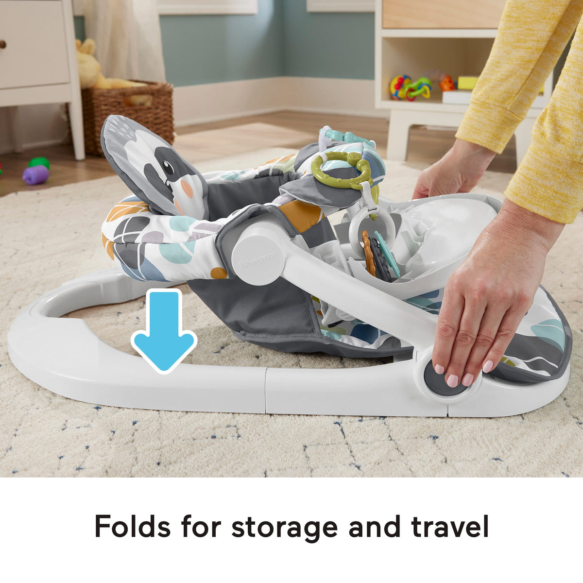 Fisher-Price Sit-Me-Up Floor Seat With Tray, Portable Baby Chair With Toys, Cute Sloth