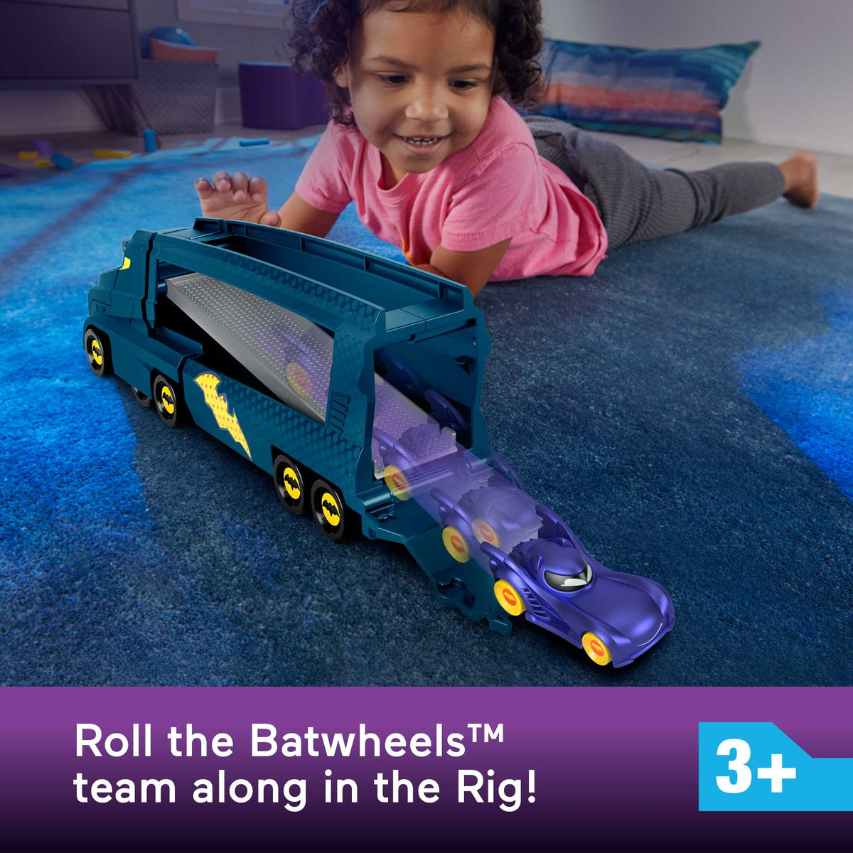 Fisher-Price DC Batwheels Bat-Big Rig Toy Hauler & Car With Ramp & Vehicle Storage