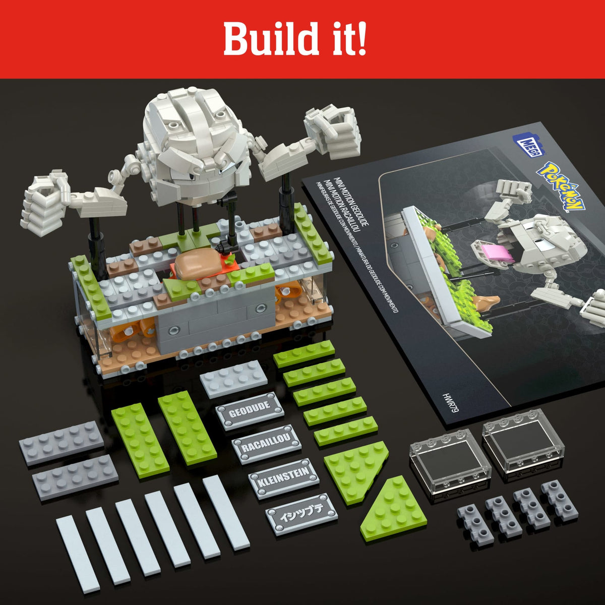 MEGA Pokémon Mini Motion Geodude Building Kit With Motion (354 Pieces) For Collectors