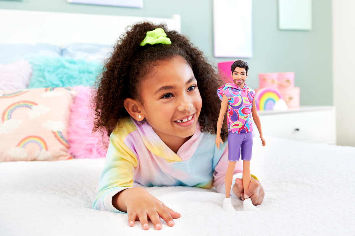 Barbie Fashionistas Ken Doll #227, Brunette Fashion Doll With Totally Hair-Inspired Look, 65th Anniversary