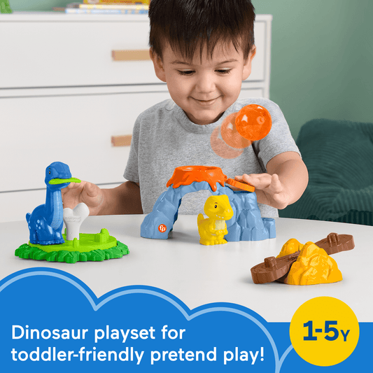 Fisher-Price Little People Spin & Play Dinosaur Playground Toddler Playset, 6 Pieces