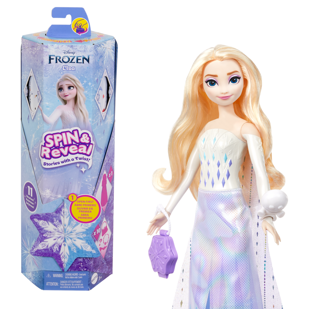 Disney Frozen Spin & Reveal Elsa Fashion Doll & Accessories With 11 Surprises