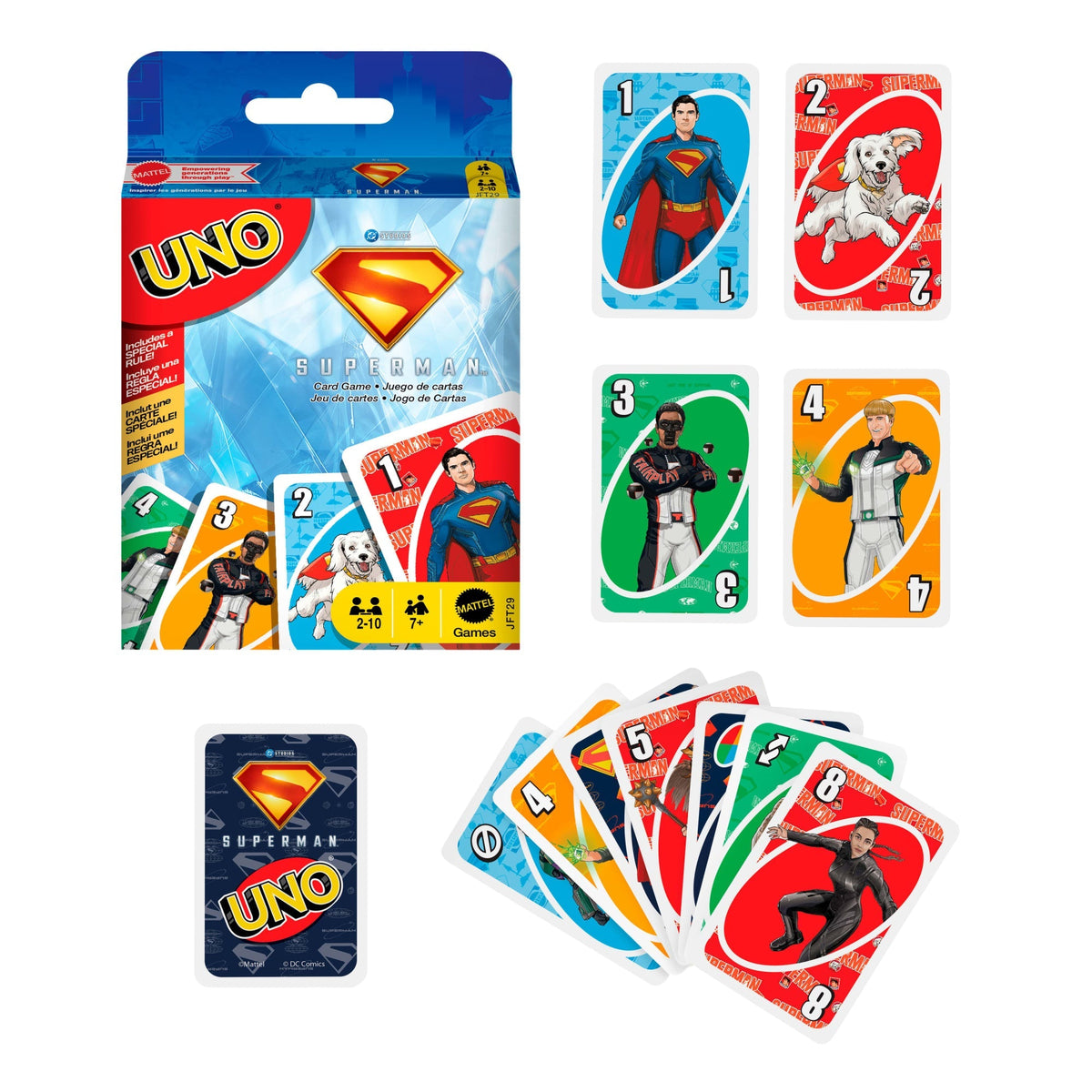 UNO Superman Card Game For Kid, Adult & Family Nights, Toy Collectible Inspired By The Movie