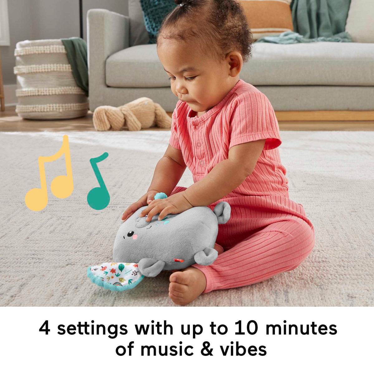 Fisher-Price Plush Elephant Baby Toy Sound Machine With Vibrations, Calming Vibes Soother