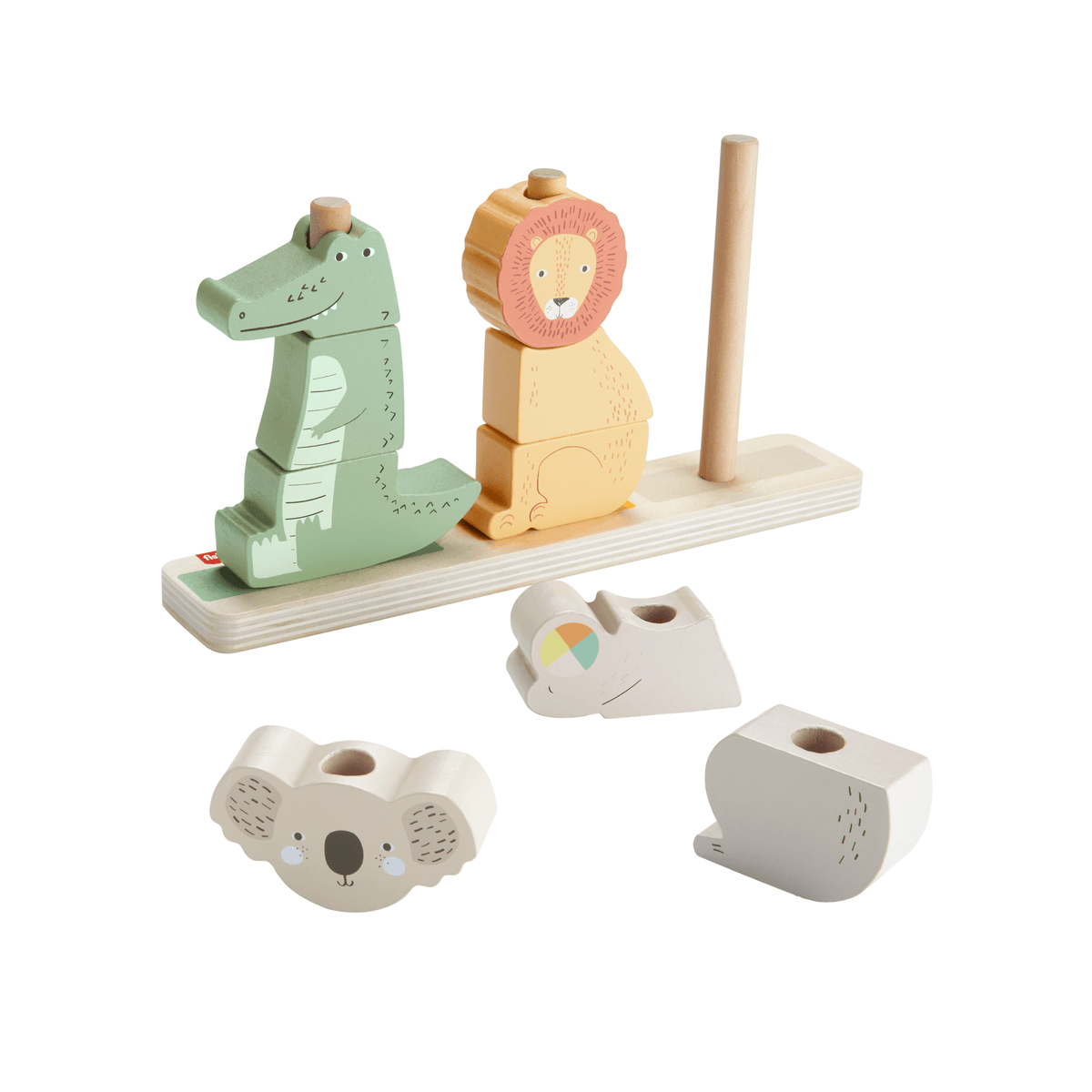 Fisher-Price Animaux en Bois à Empiler et Trier, 10 Éléments