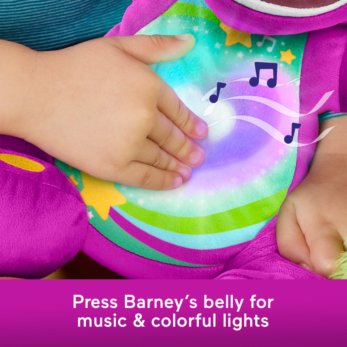 Fisher-Price Barney's World Heart Glow Barney Plush Toy With Music & Lights For Toddlers & Kids