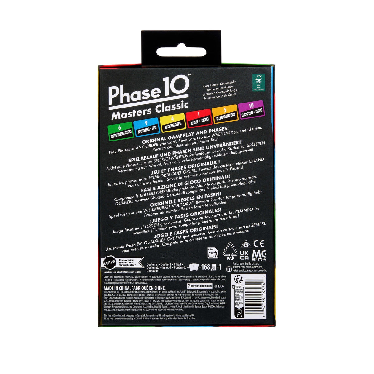 Phase 10 Masters Classic Card Game, Family Game With Rummy-Type Play For 2-6 Players