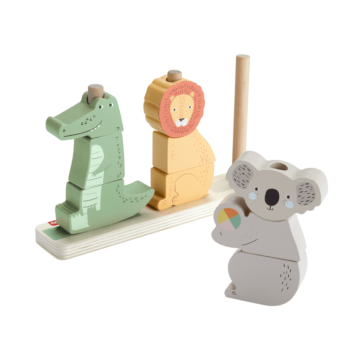 Fisher-Price Animaux en Bois à Empiler et Trier, 10 Éléments