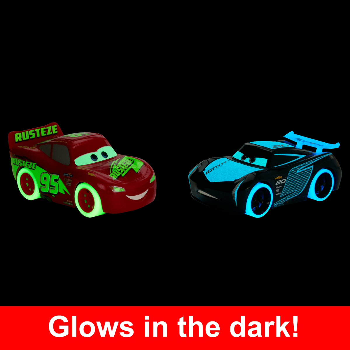 Disney And Pixar Cars Track Talkers Glow Racers Lightning Mcqueen & Jackson Storm 2-Pack