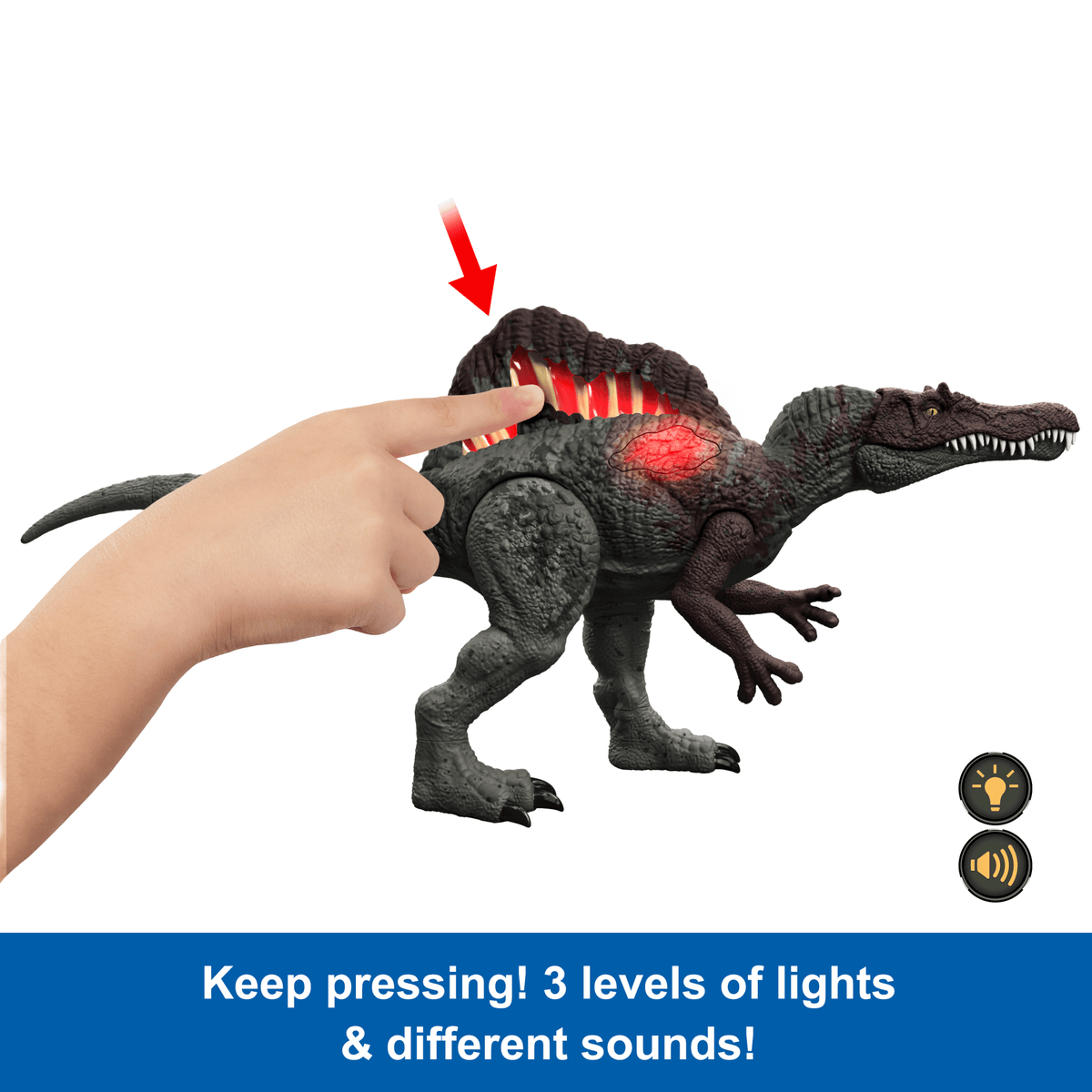 Jurassic World Epic Attack Slash Attackin’ Spinosaurus Dinosaur Action Figure Toy, Multiple Features