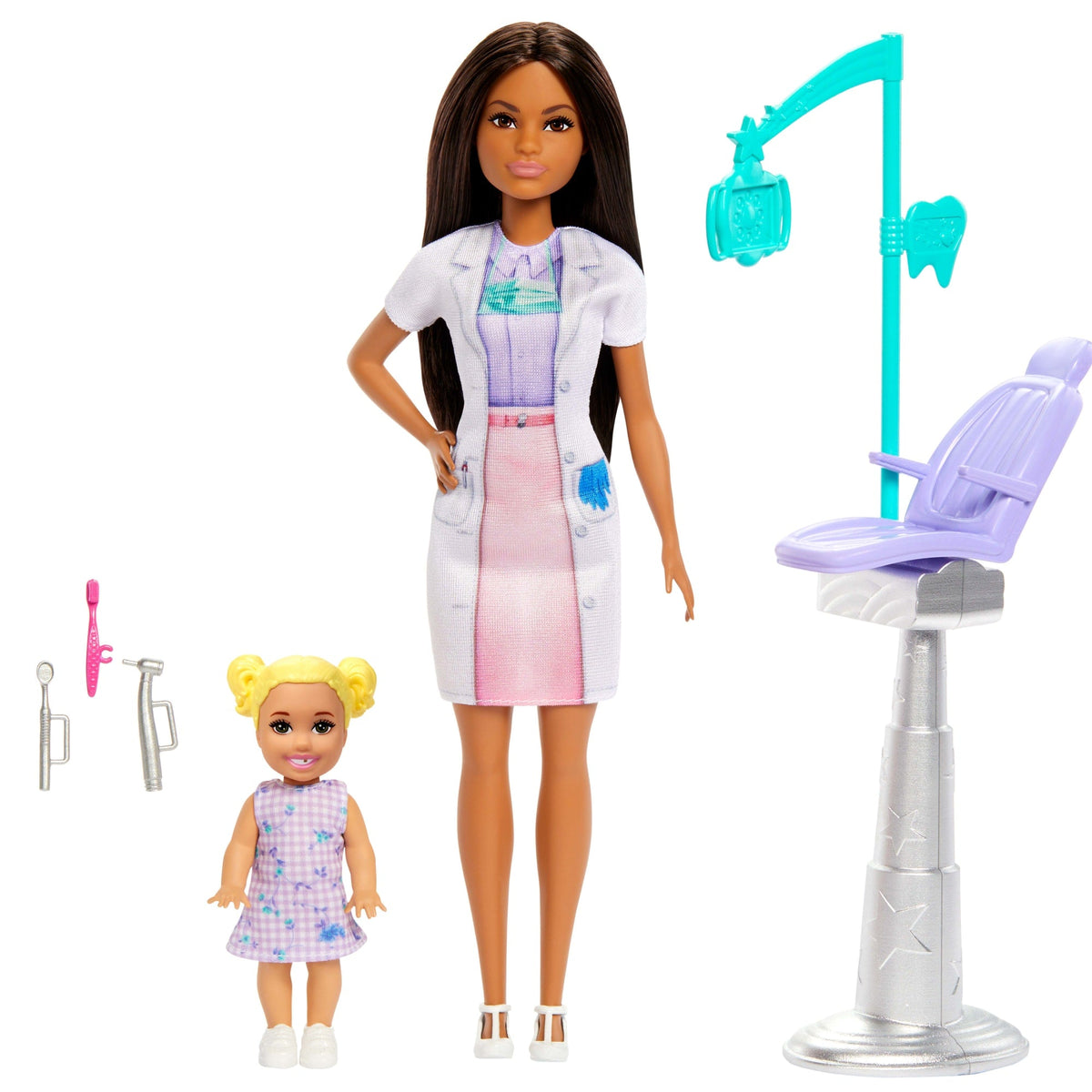 Barbie  Poupée Mode  dentiste, Brunette, Poupée enfant, Accessoires