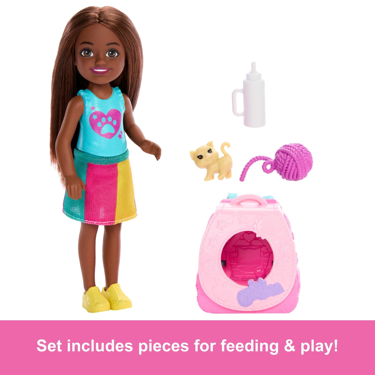 Barbie Family & Friends Chelsea Playtime Kitty Backpack Doll And Accessories, Backpack With Kitten Play Piece