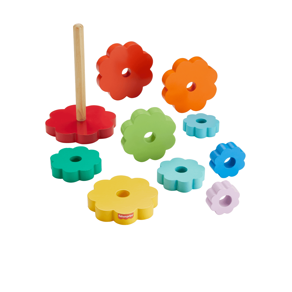 Fisher-Price Empileur D’Anneaux en Bois, Triage, 10 Éléments