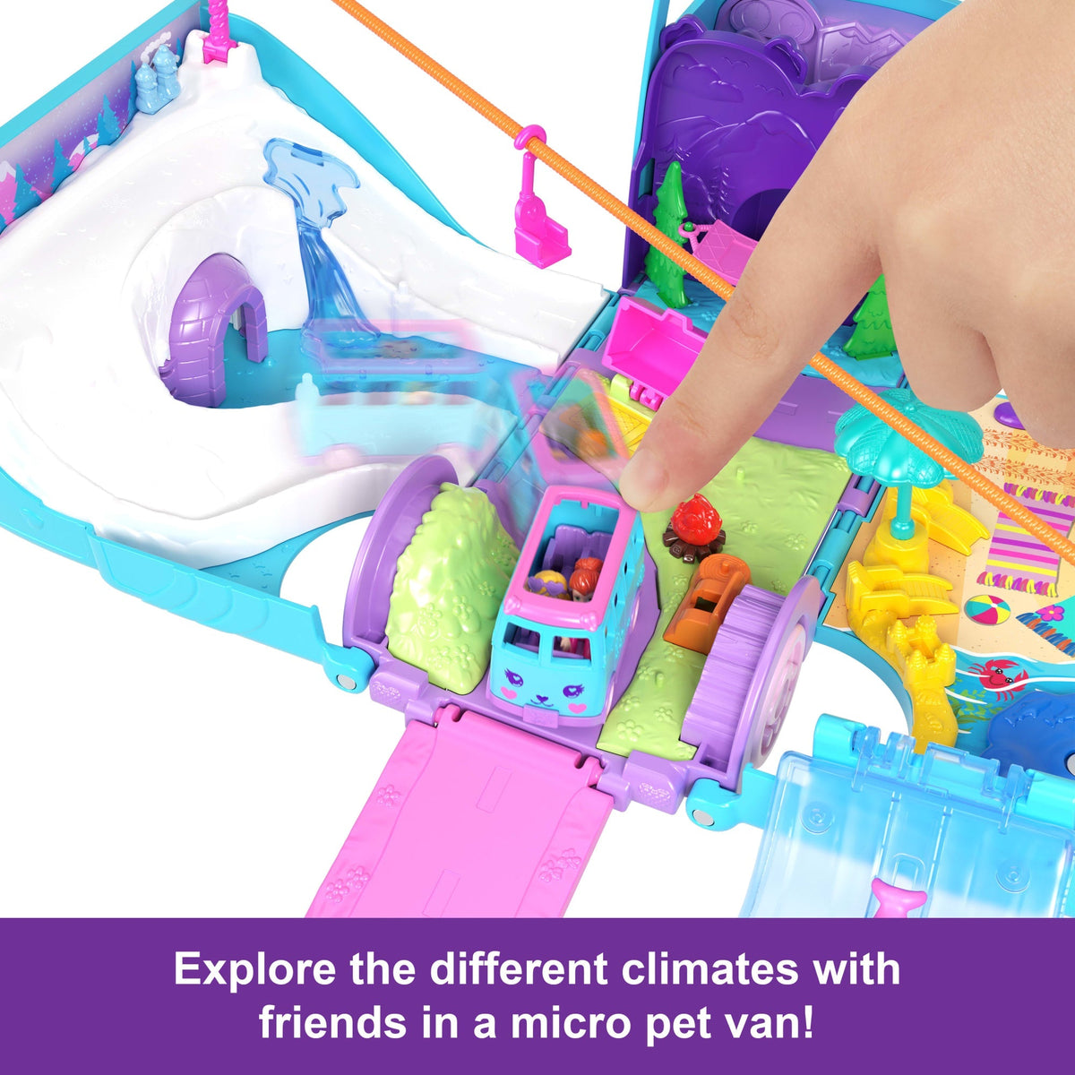 Polly Pocket Pet Mobile Adventure Playset With Micro Dolls & Transforming Camper Van, Pets & Toy Car