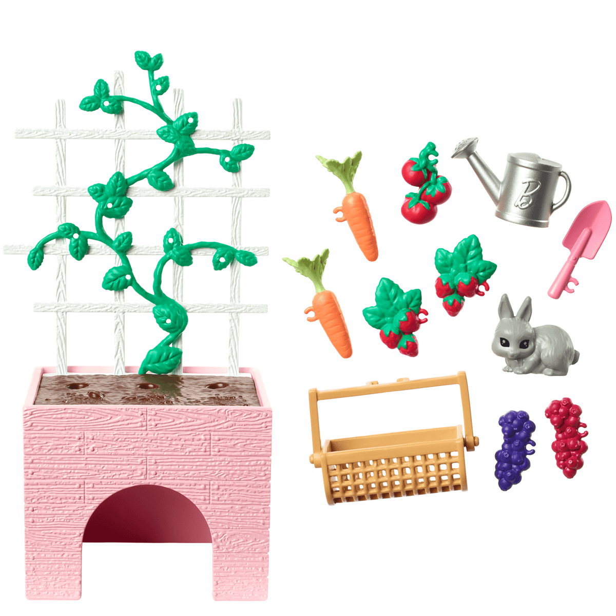 Barbie World Garden Playset With 12 Pieces Including Planter, Bunny Figure, Food & More
