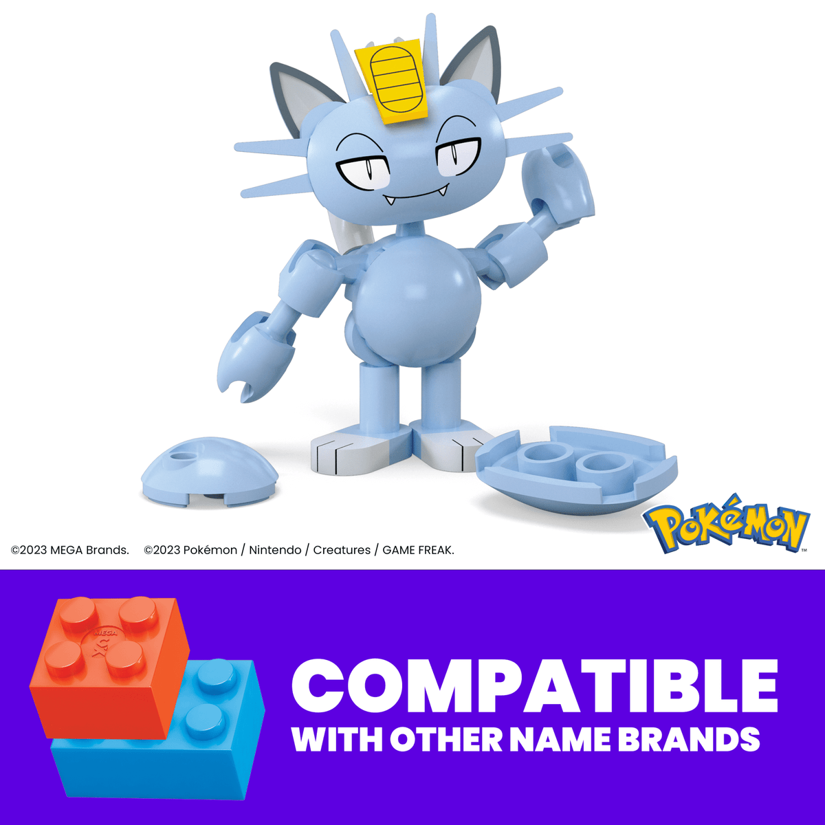 MEGA Pokémon Alolan Meowth Building Toy Kit, Poseable Action Figure (28 Pieces) For Kids