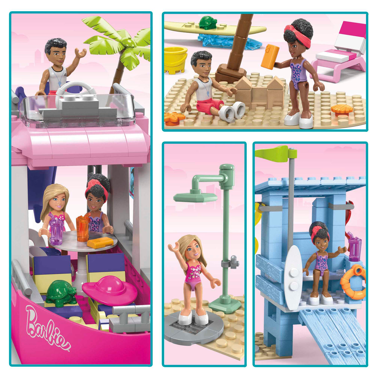 MEGA Barbie Malibu Dream Boat Building Kit Playset With 3 Micro-Dolls (317 Pieces)